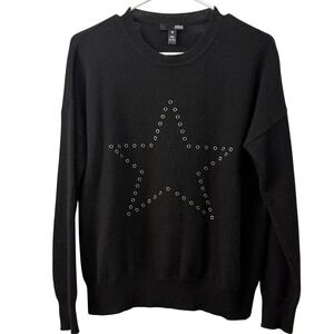 AQUA Cashmere‎ XS Black Star Grommet Pullover Sweater 100% Cashmere Crewneck